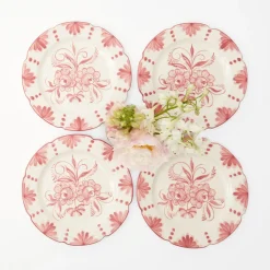 New Mrs. Alice Seville Pink Gardenia Starter Plate (Set Of 4)