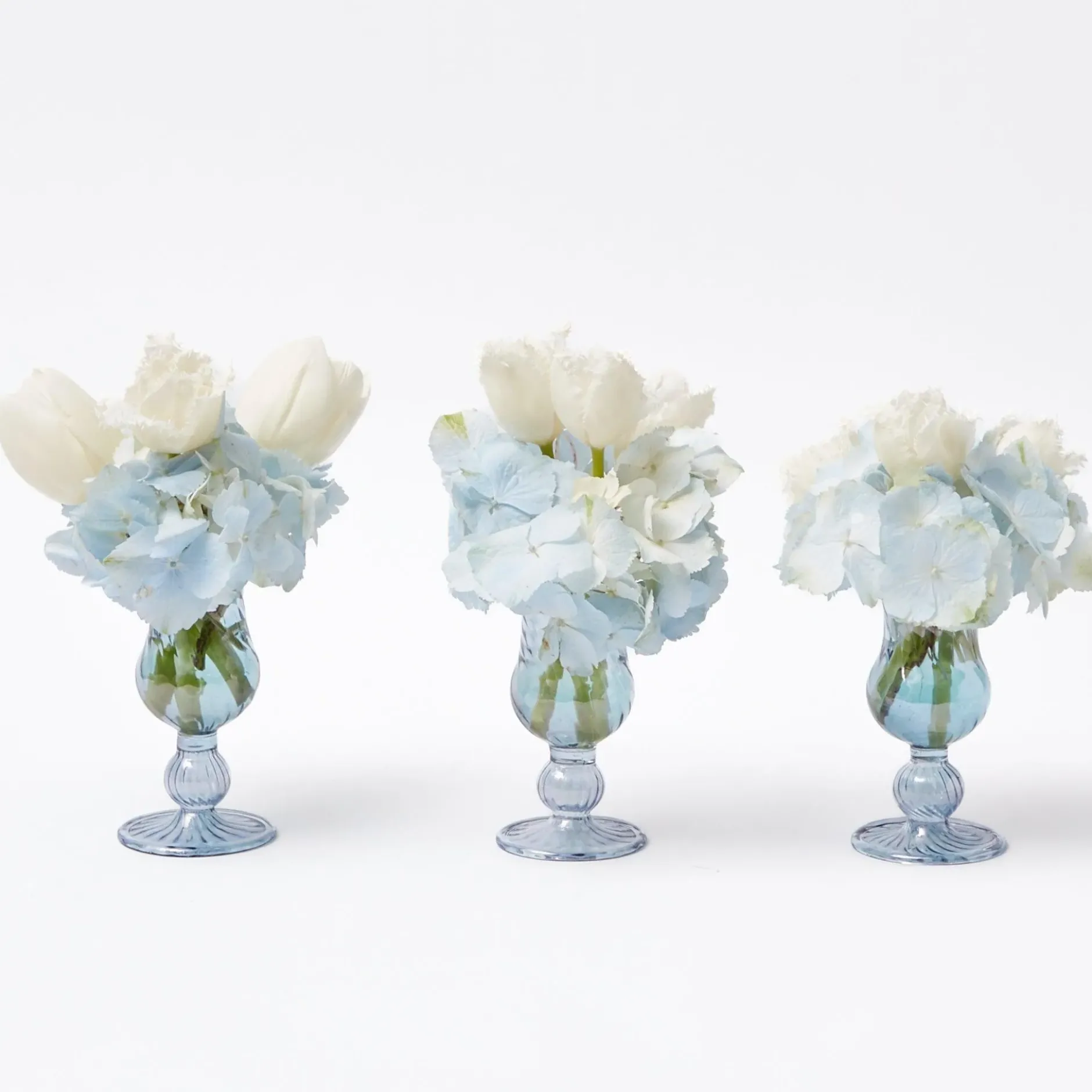 Outlet Mrs. Alice Small Blue Fluted Vase (Set Of 3)