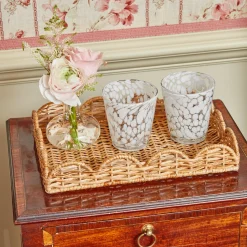 Hot Mrs. Alice Small Scalloped Rattan Tray