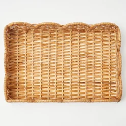Sale Mrs. Alice Small Scalloped Rattan Tray
