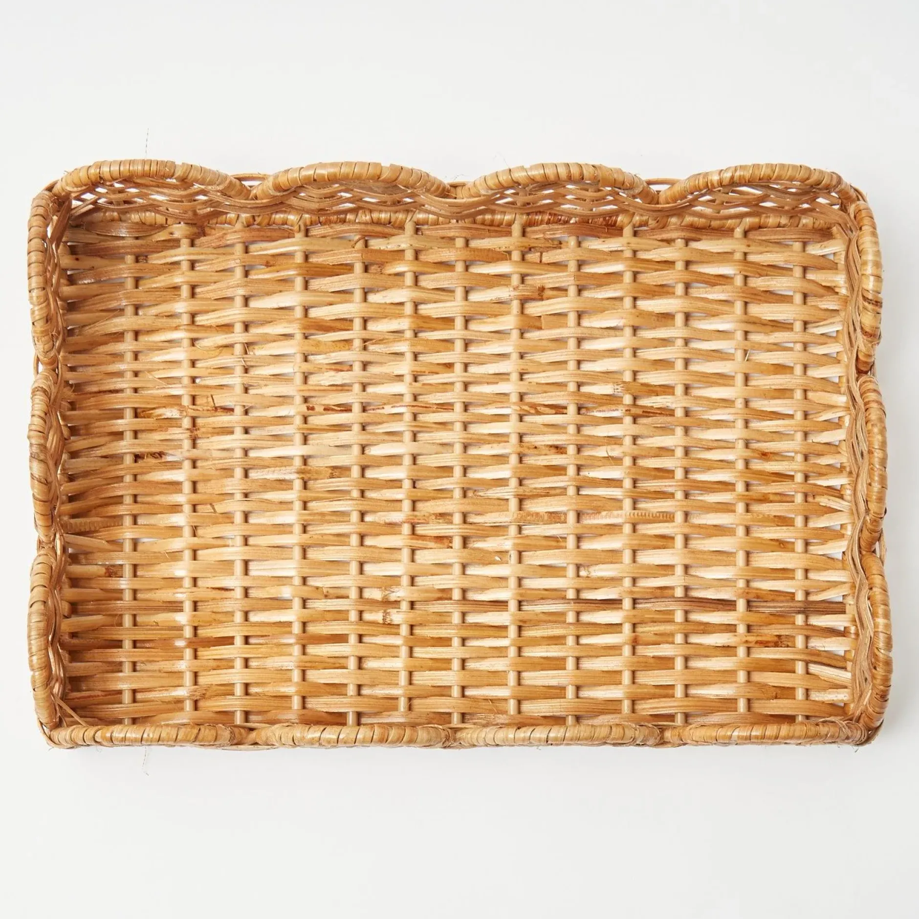 Sale Mrs. Alice Small Scalloped Rattan Tray