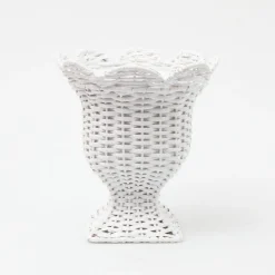 Best Mrs. Alice Small White Rattan Urn Vase