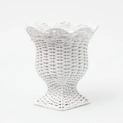 Discount Mrs. Alice Small White Rattan Urn Vase