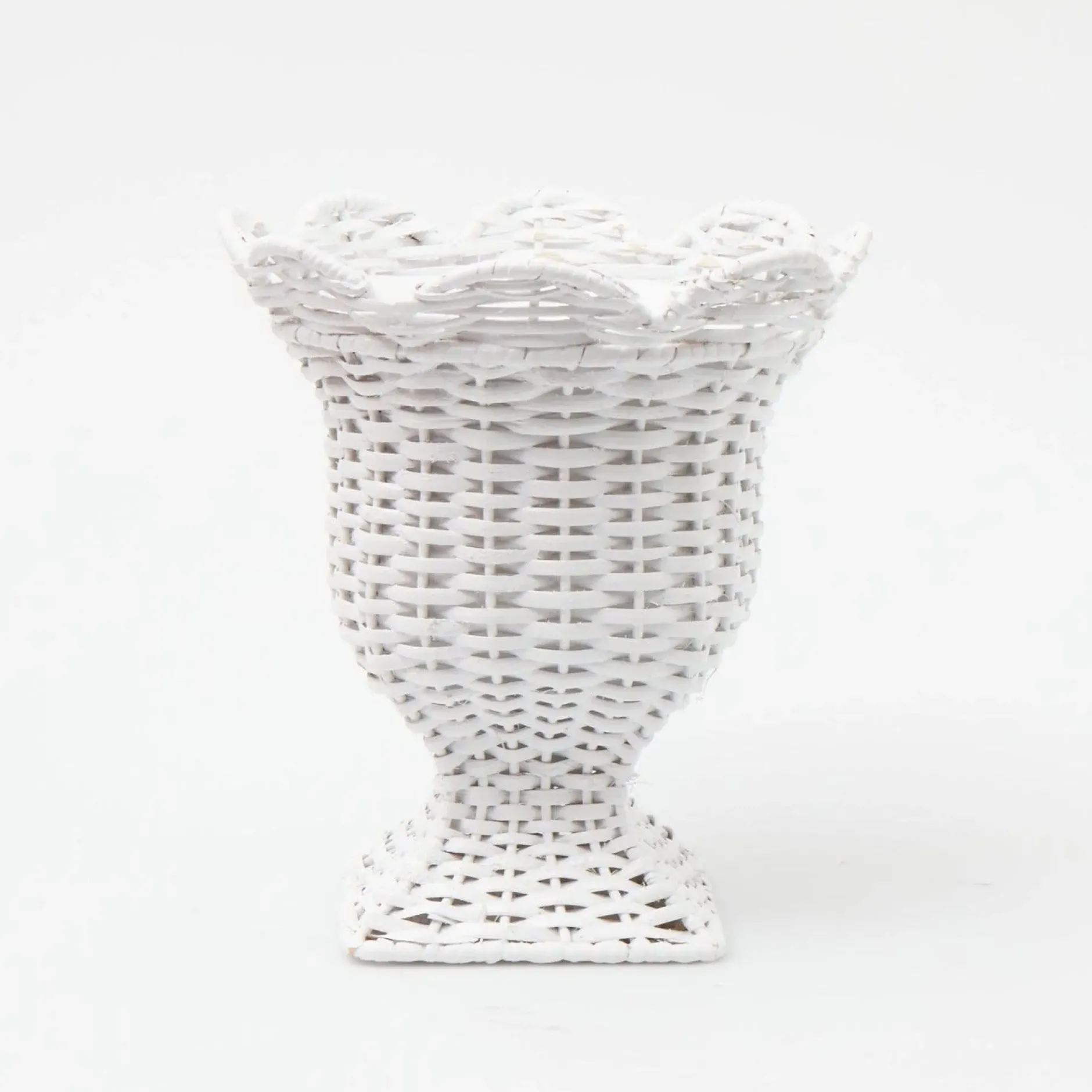 New Mrs. Alice Small White Rattan Urn Vase