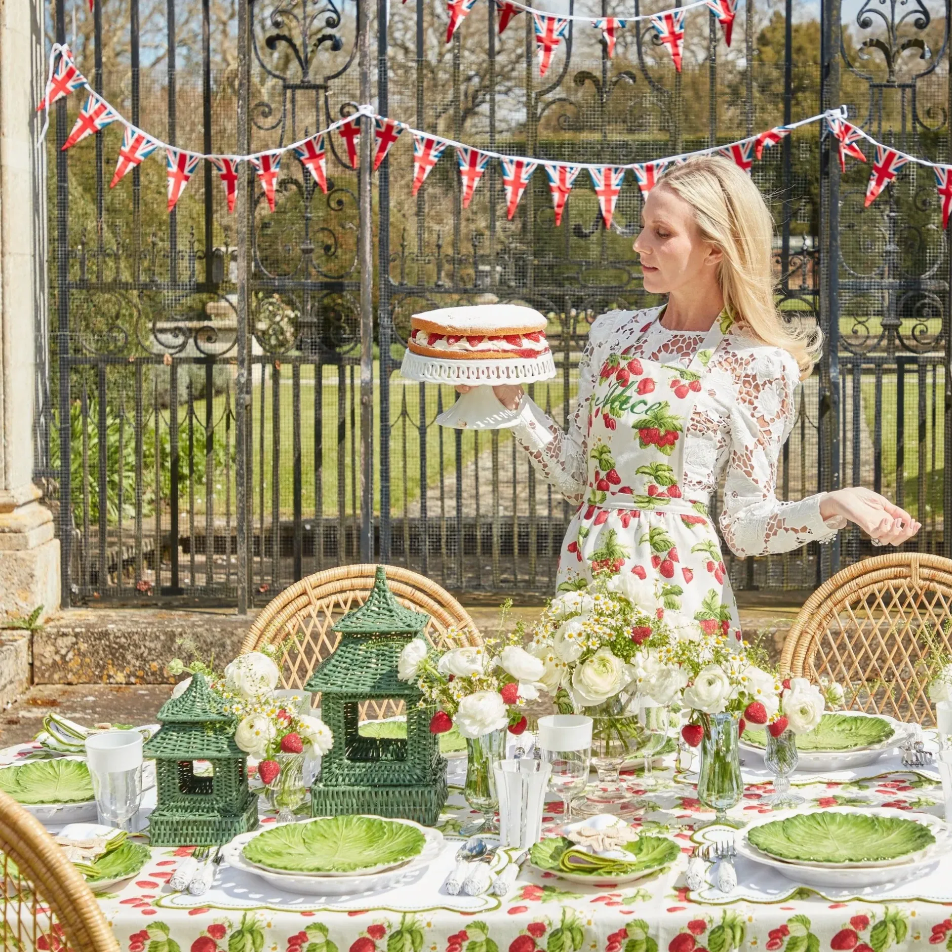 New Mrs. Alice Strawberry Frilled Apron