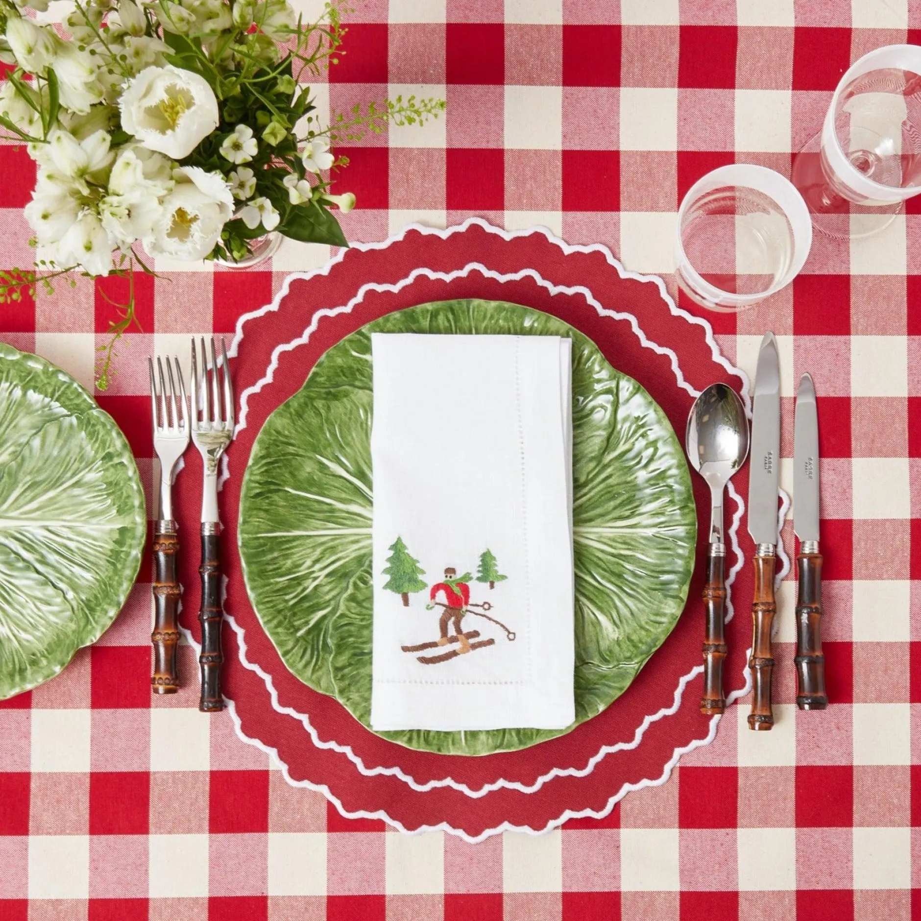 Discount Mrs. Alice Swiss Red Gingham Tablecloth