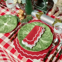 Discount Mrs. Alice Swiss Red Gingham Tablecloth