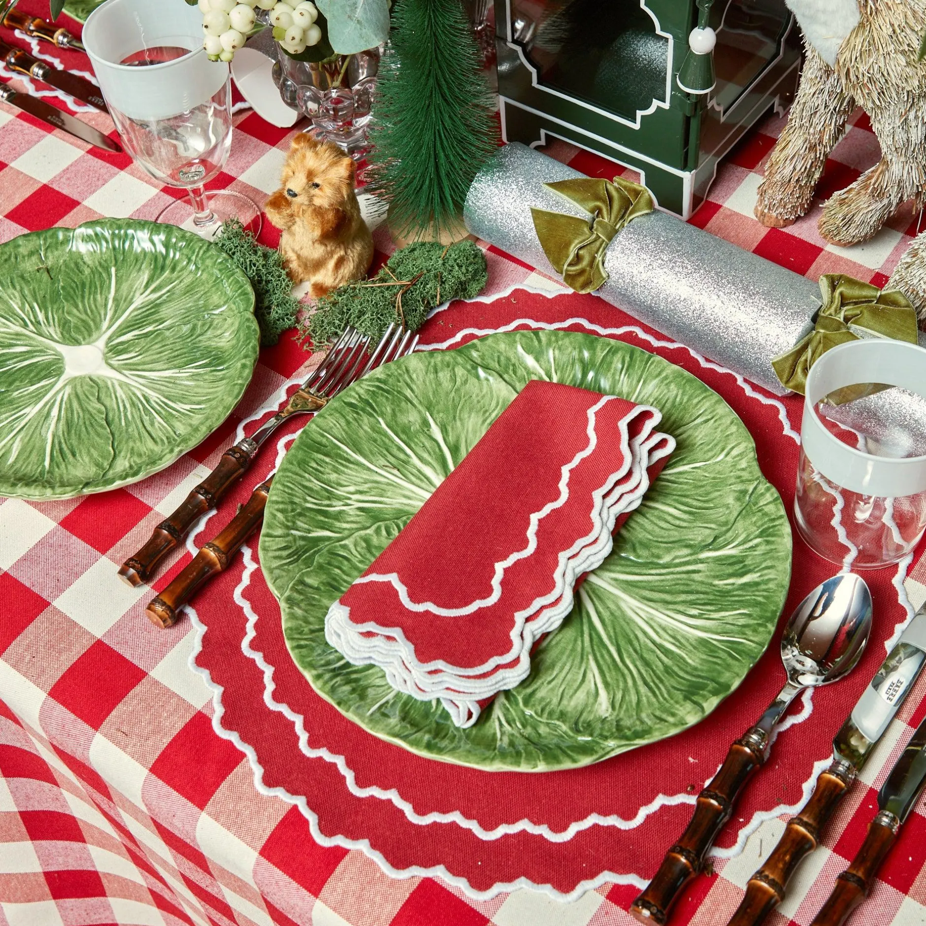 Discount Mrs. Alice Swiss Red Gingham Tablecloth