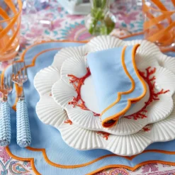 Mrs. Alice Sylvie Blue & Orange Napkins (Set Of 4)