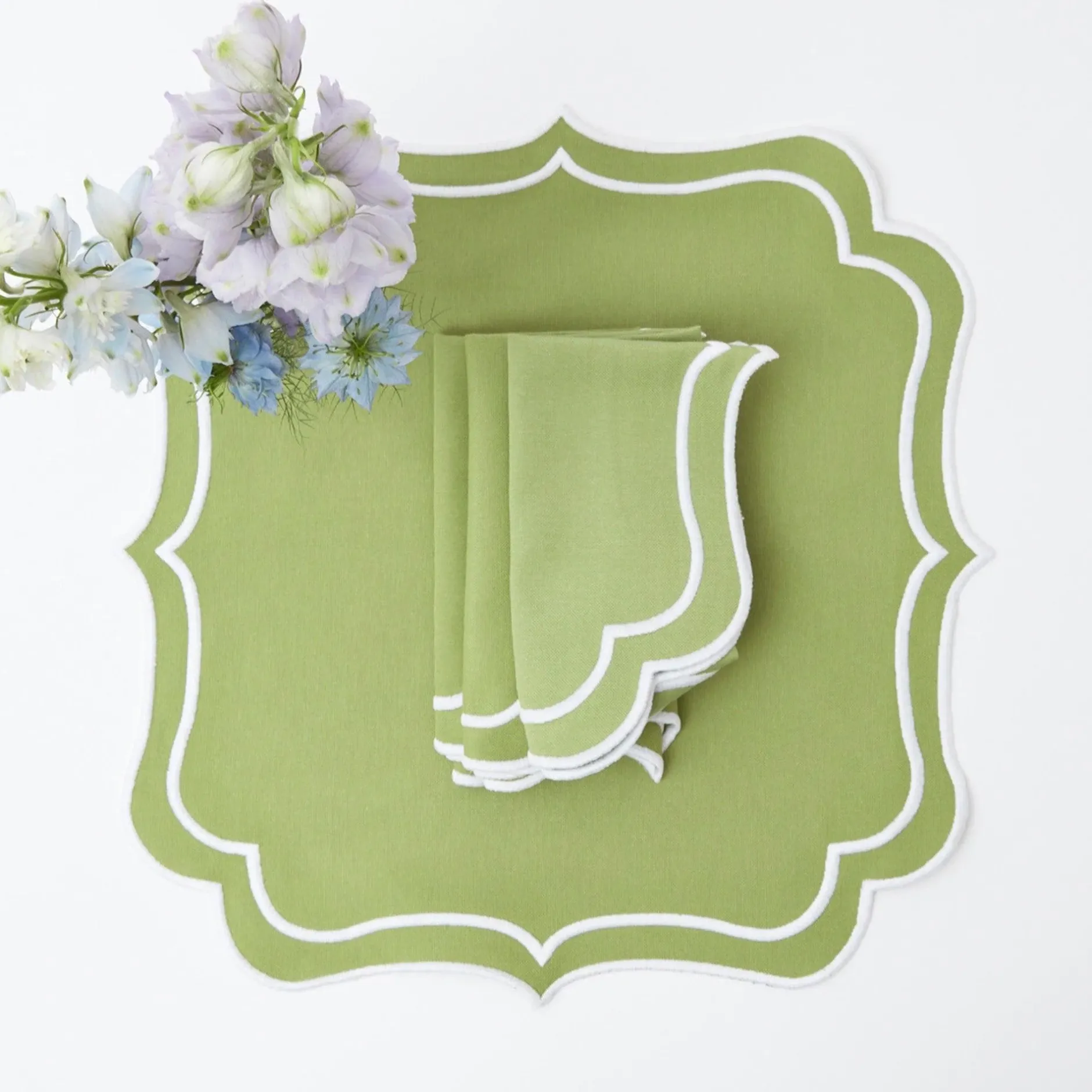 Online Mrs. Alice Sylvie Green Embroidered Napkins (Set Of 4)