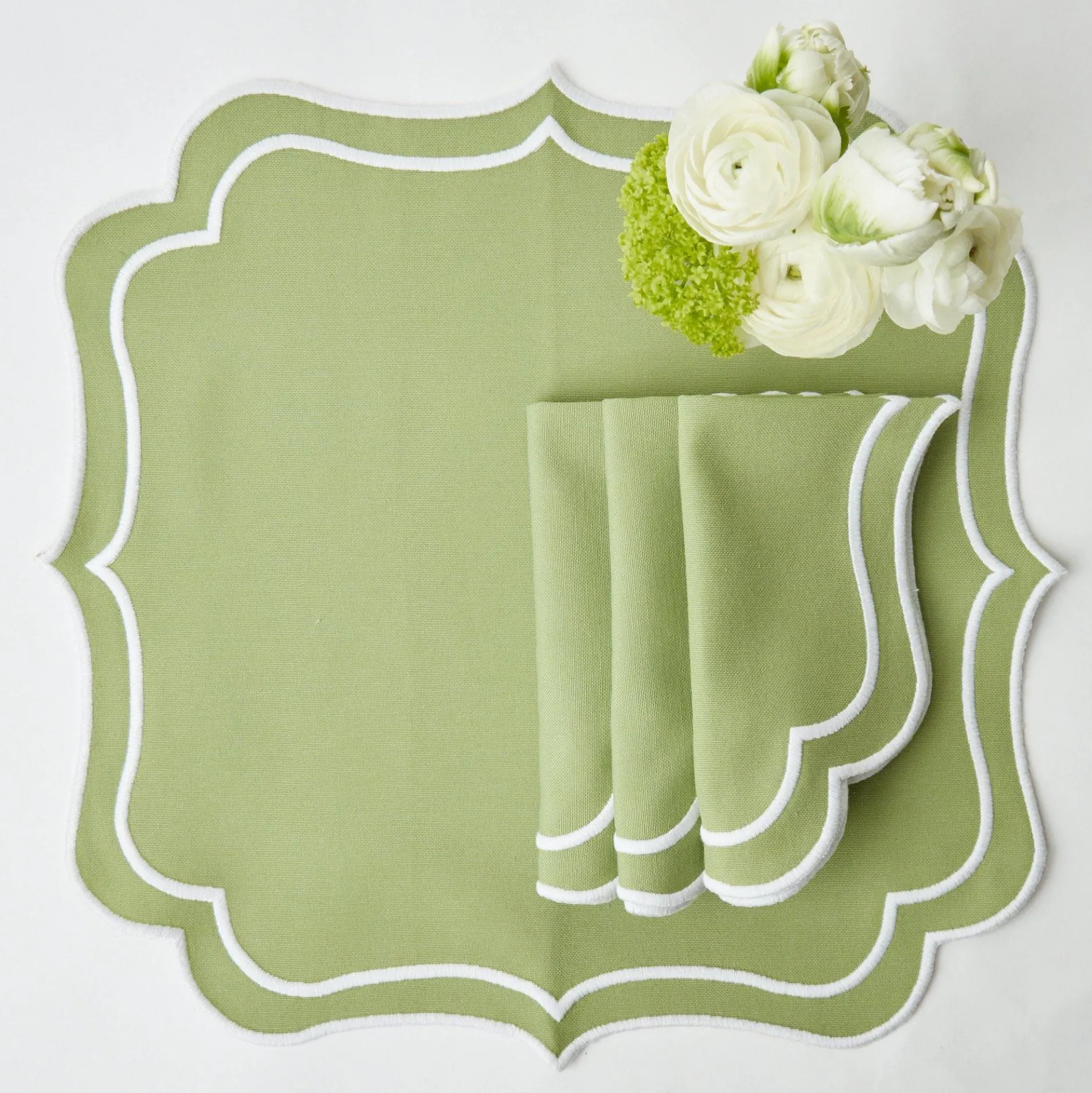 Online Mrs. Alice Sylvie Green Embroidered Napkins (Set Of 4)