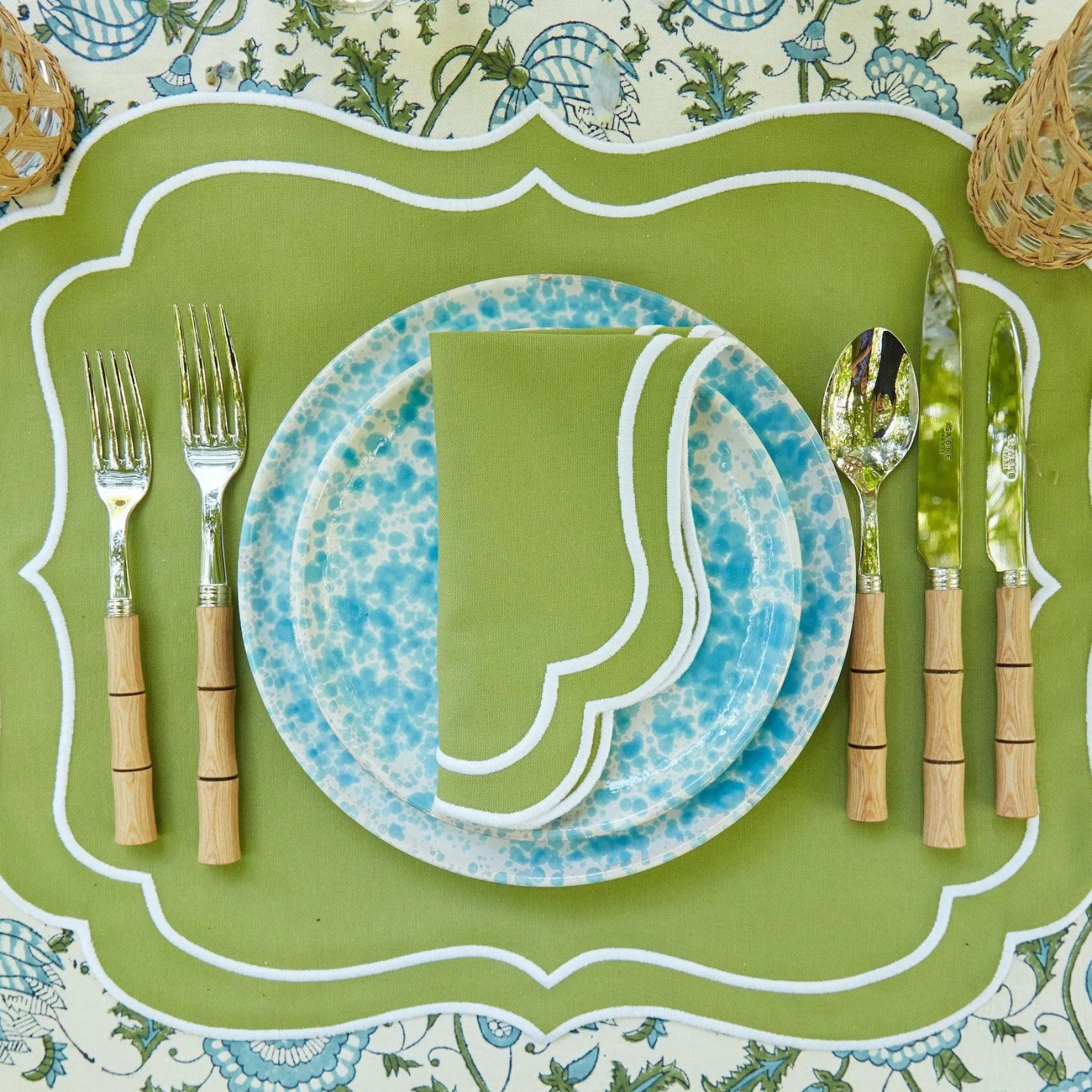 Online Mrs. Alice Sylvie Green Embroidered Napkins (Set Of 4)