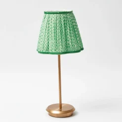 Clearance Mrs. Alice Tall Rechargeable Lamp With Green Lotus Lampshade