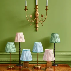 Hot Mrs. Alice Tall Rechargeable Lamp With Baby Blue Lotus Lampshade