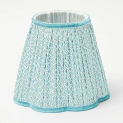 Hot Mrs. Alice Tall Rechargeable Lamp With Baby Blue Lotus Lampshade
