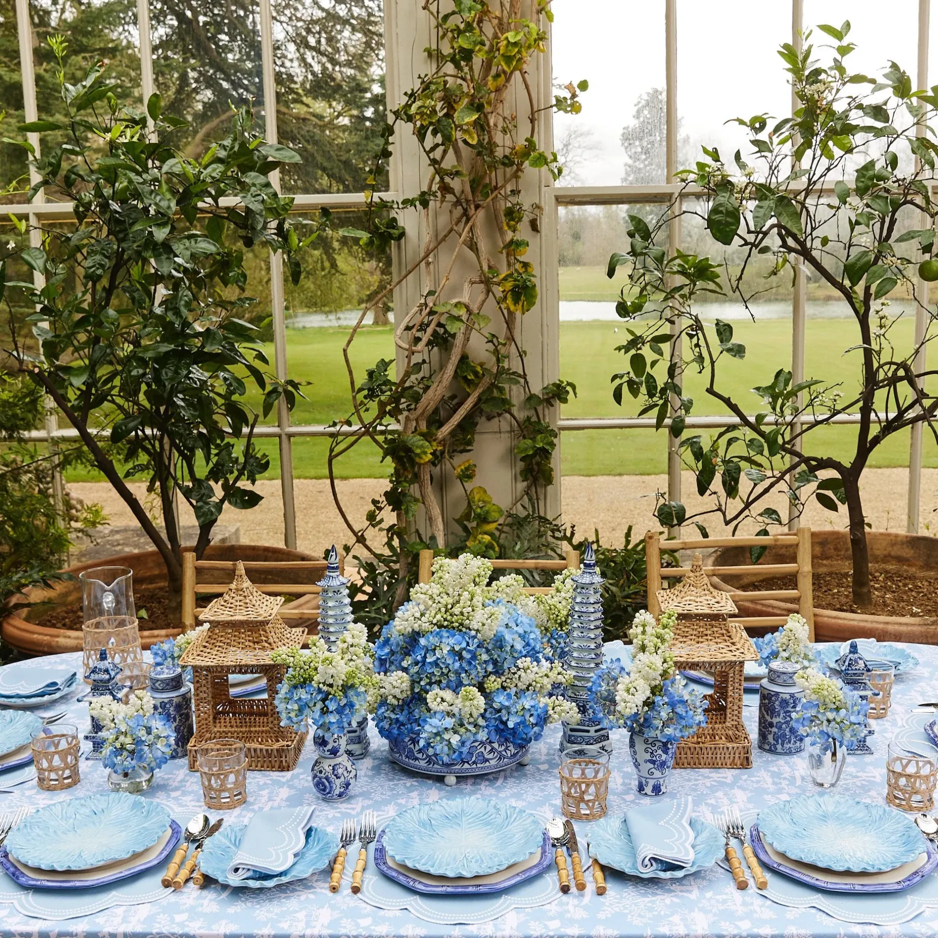 Mrs. Alice Three Piece Chinoiserie Vase