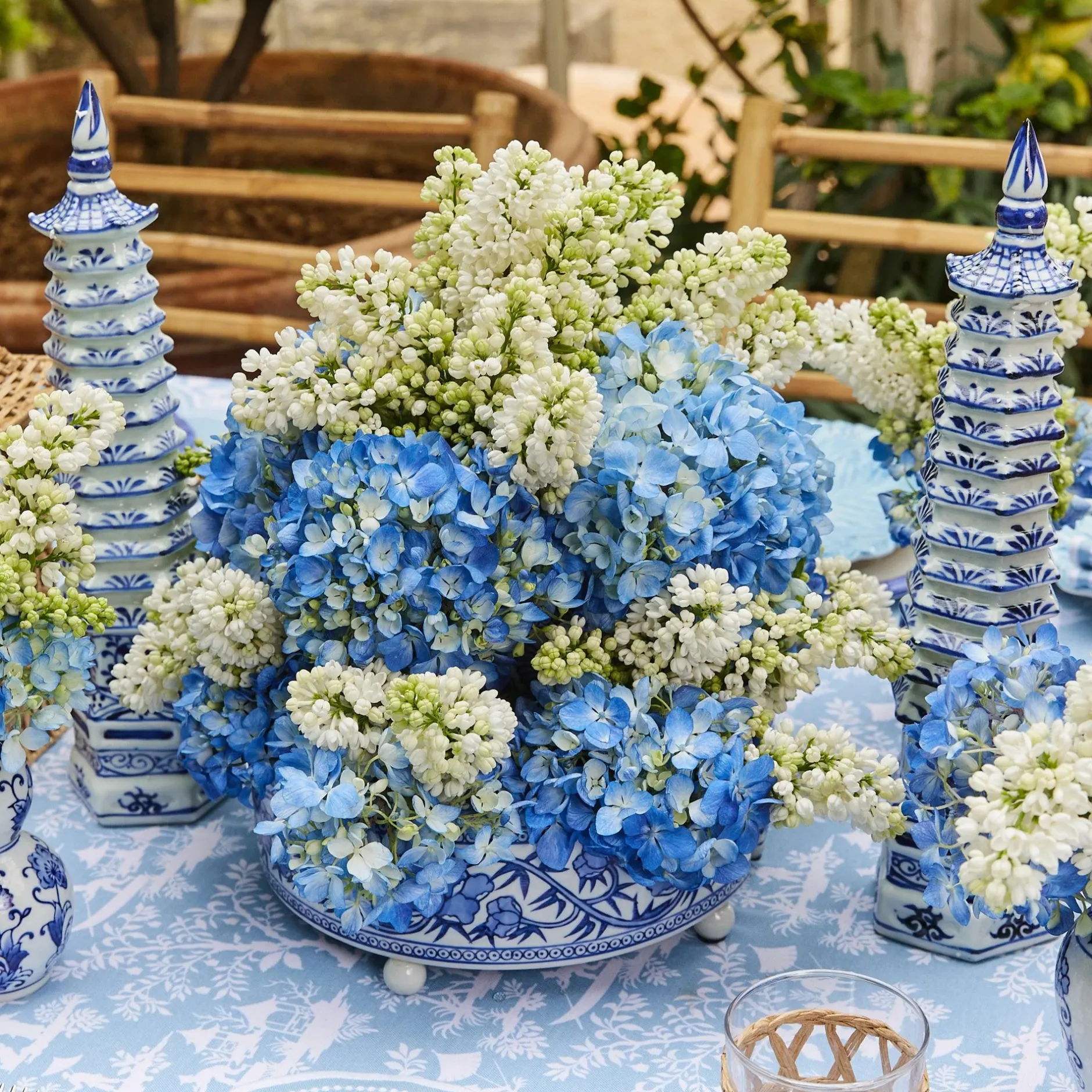 Mrs. Alice Three Piece Chinoiserie Vase