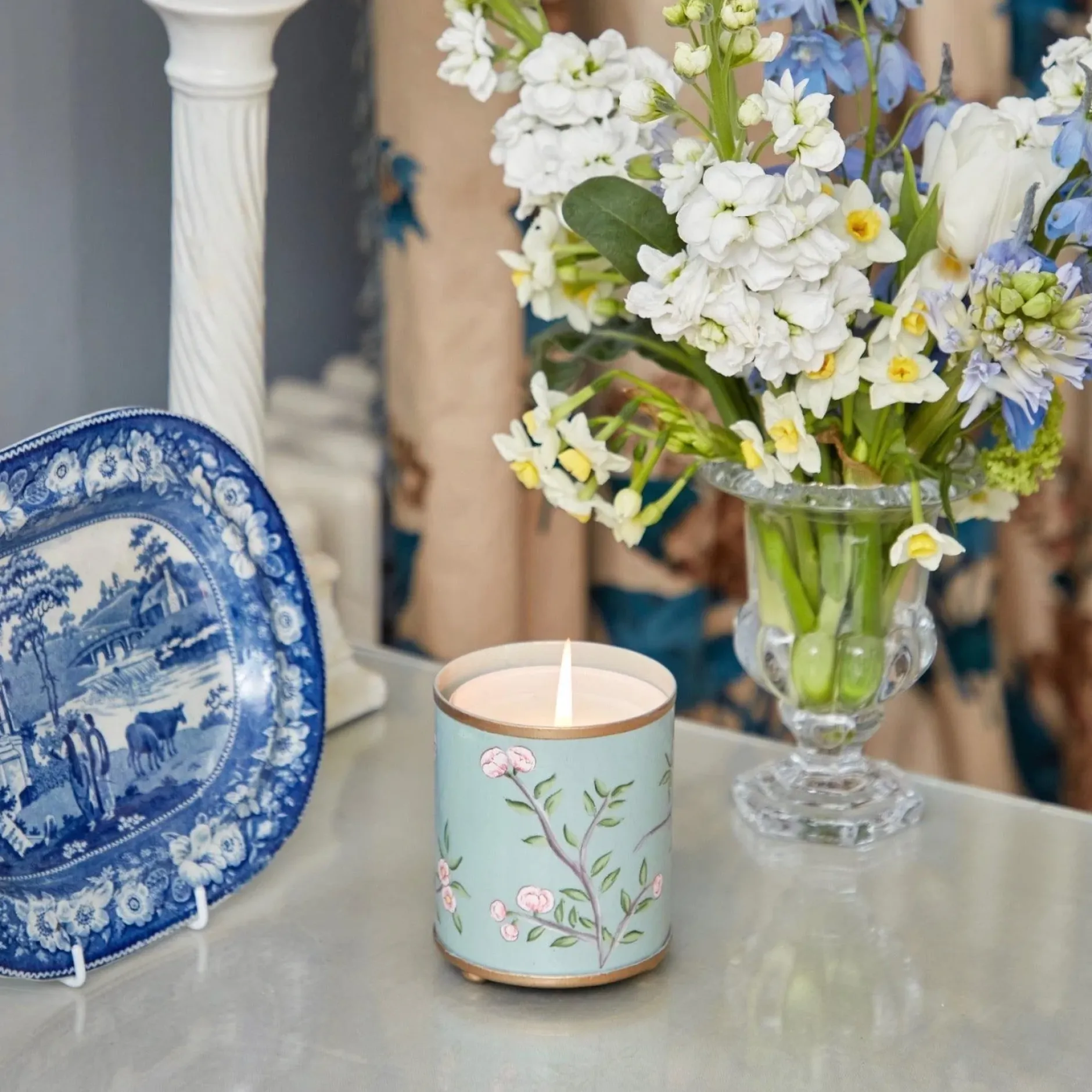 Discount Mrs. Alice Velvet Oak Tole Candle Pot