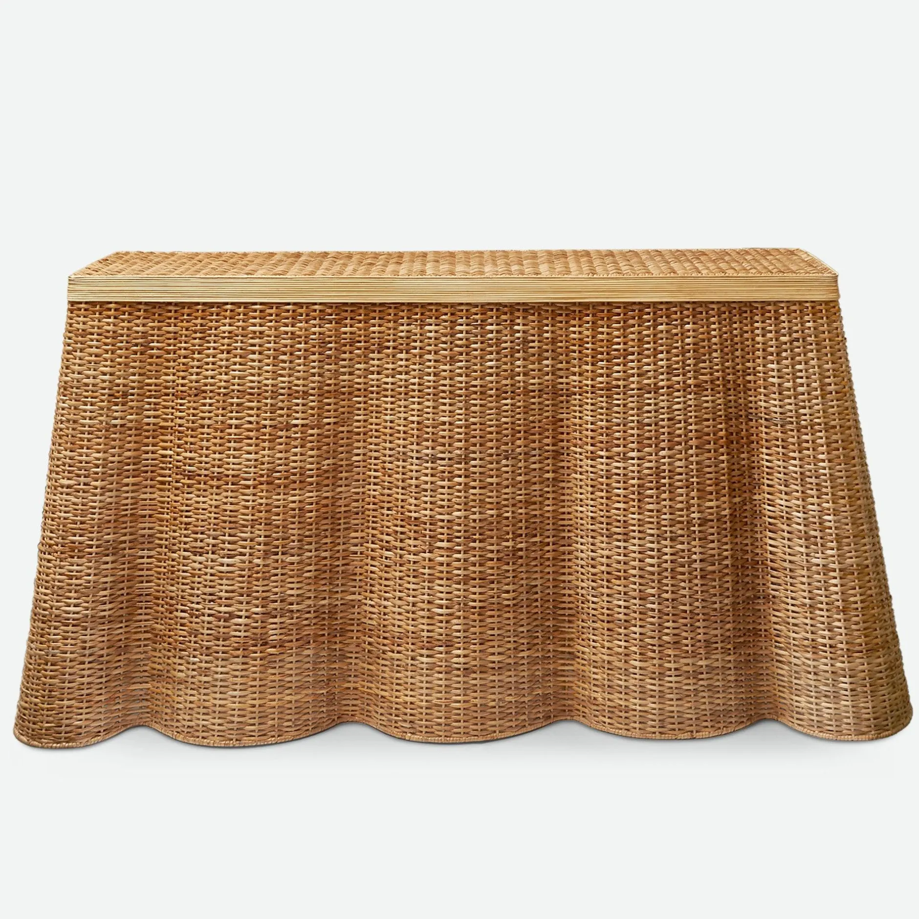 Discount Mrs. Alice Vivienne Rattan Scalloped Console Table