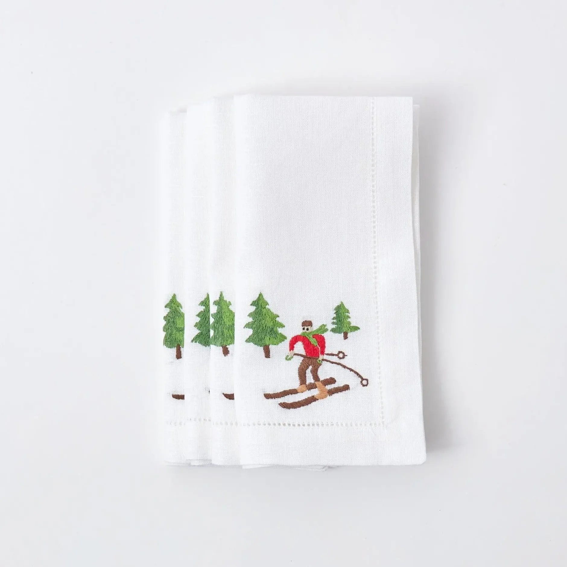 Best Mrs. Alice White Embroidered Skier Napkins (Set Of 4)