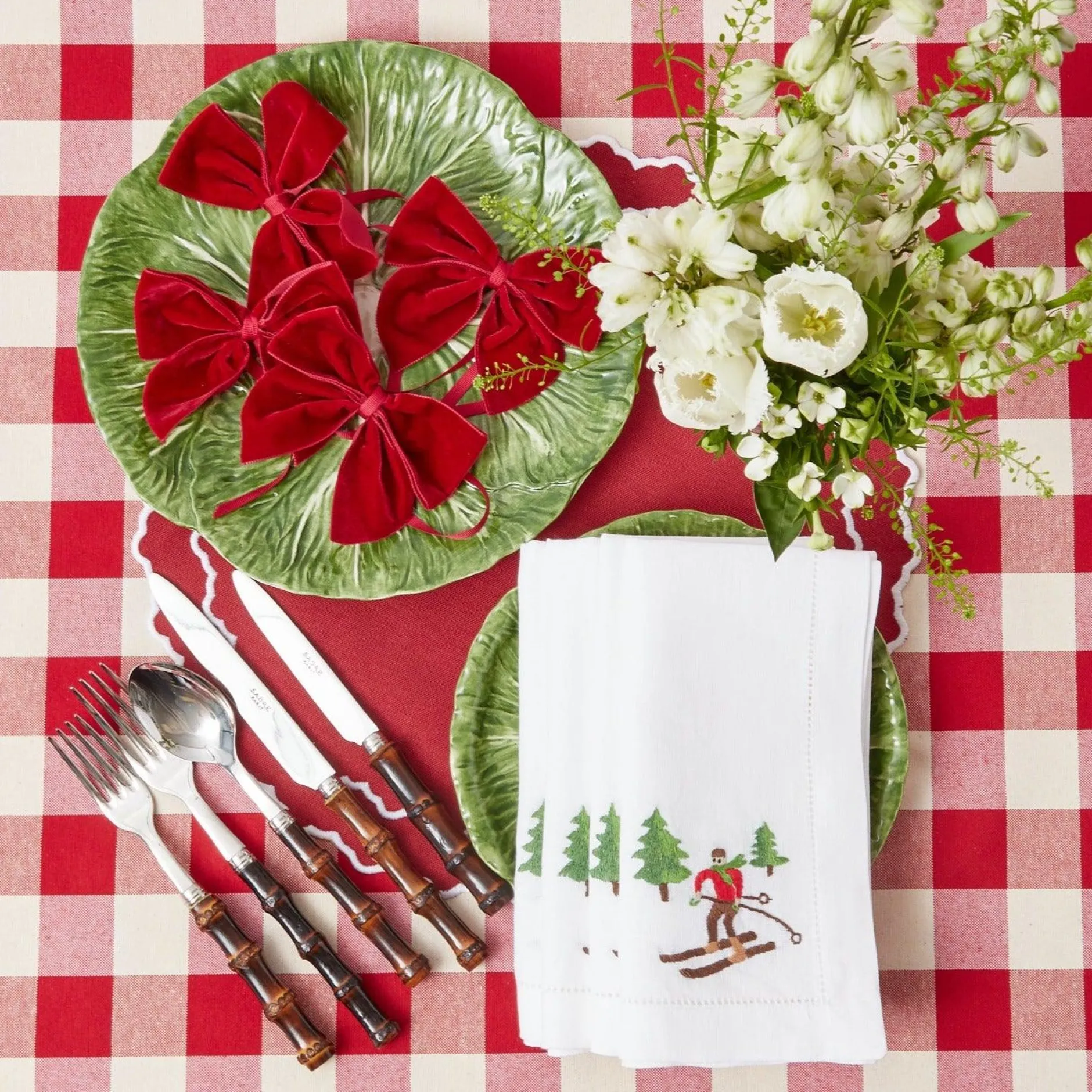 Best Mrs. Alice White Embroidered Skier Napkins (Set Of 4)