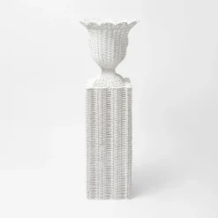 Clearance Mrs. Alice White Liliana Scalloped Rattan Pedestal And Urn