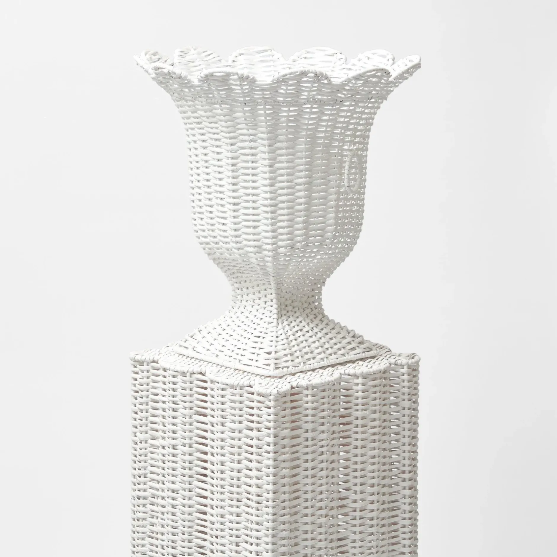 Clearance Mrs. Alice White Liliana Scalloped Rattan Pedestal And Urn