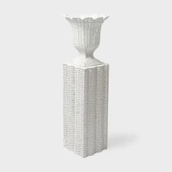 Hot Mrs. Alice White Liliana Scalloped Rattan Pedestal And Urn