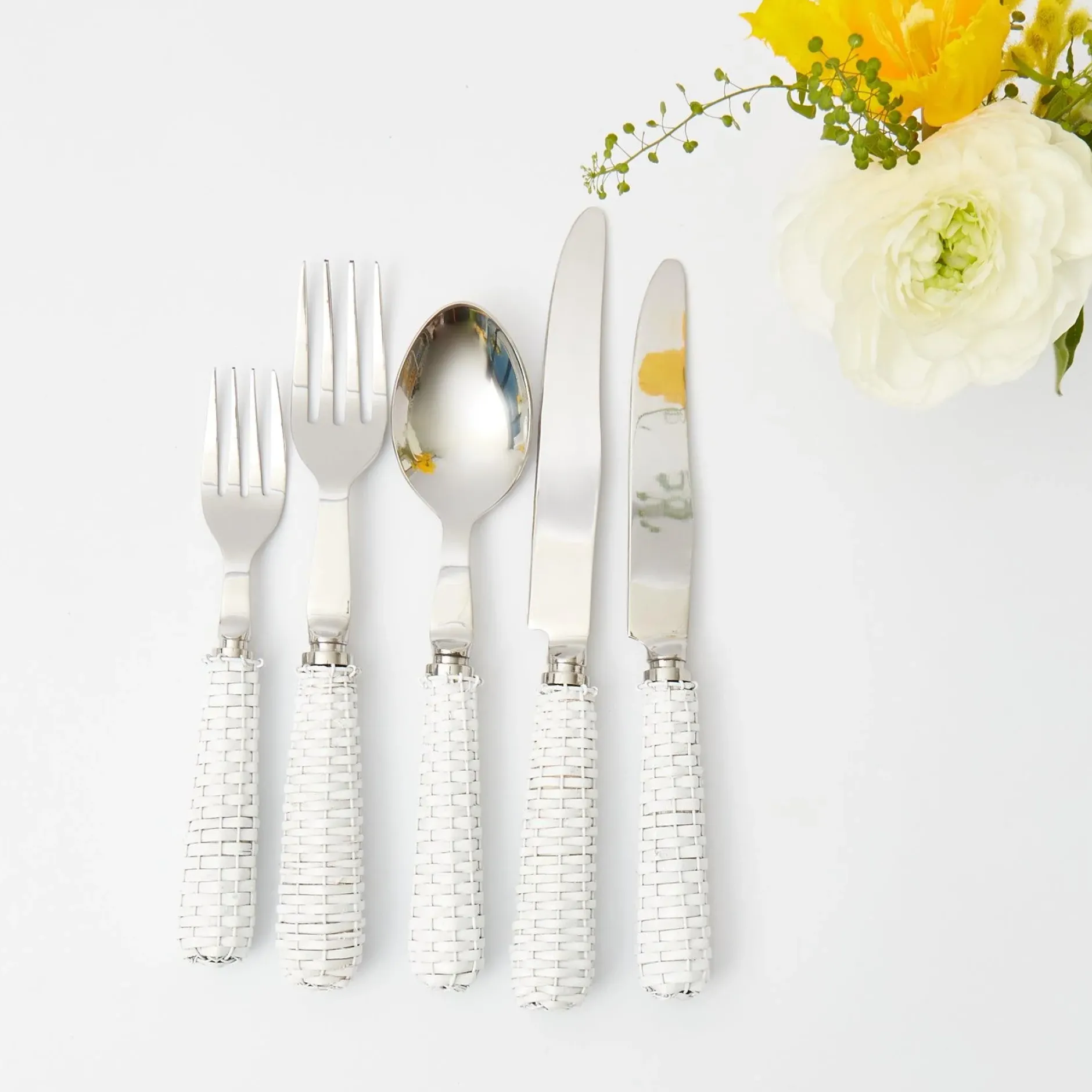 Online Mrs. Alice White Rattan Cutlery (5 Piece)