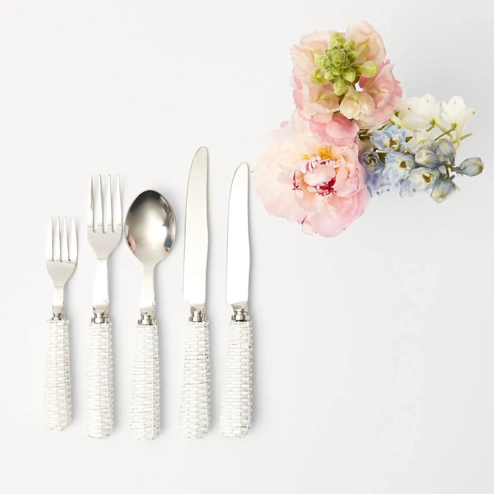Clearance Mrs. Alice White Rattan Cutlery (5 Piece)