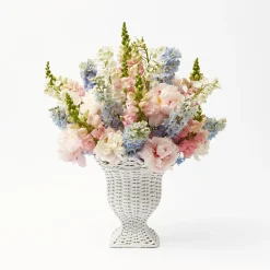 Clearance Mrs. Alice White Rattan Pagoda & Urn Vase Set