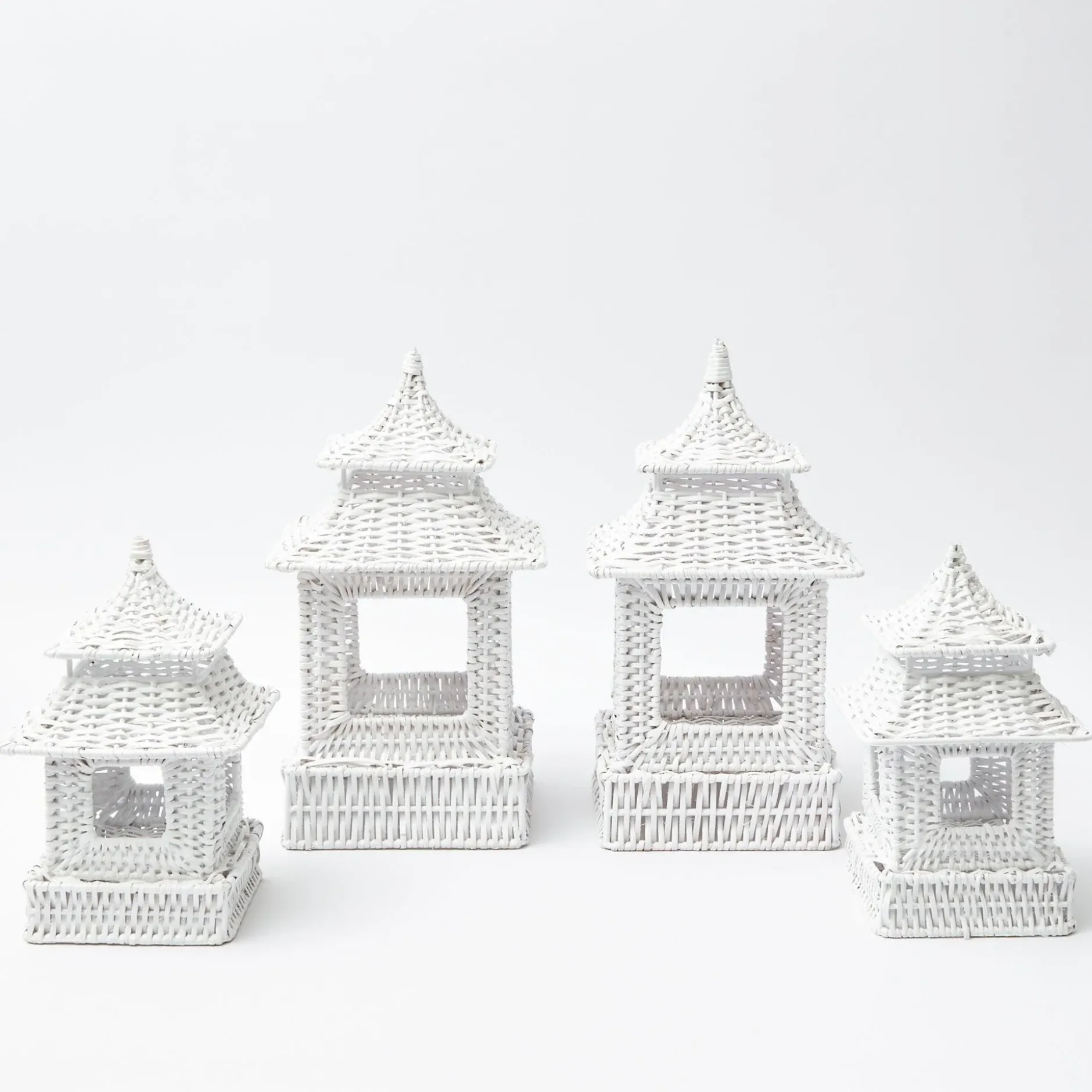 Discount Mrs. Alice White Rattan Pagoda Lantern Set