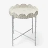 Clearance Mrs. Alice White Rattan Round Scalloped Tray With Stand