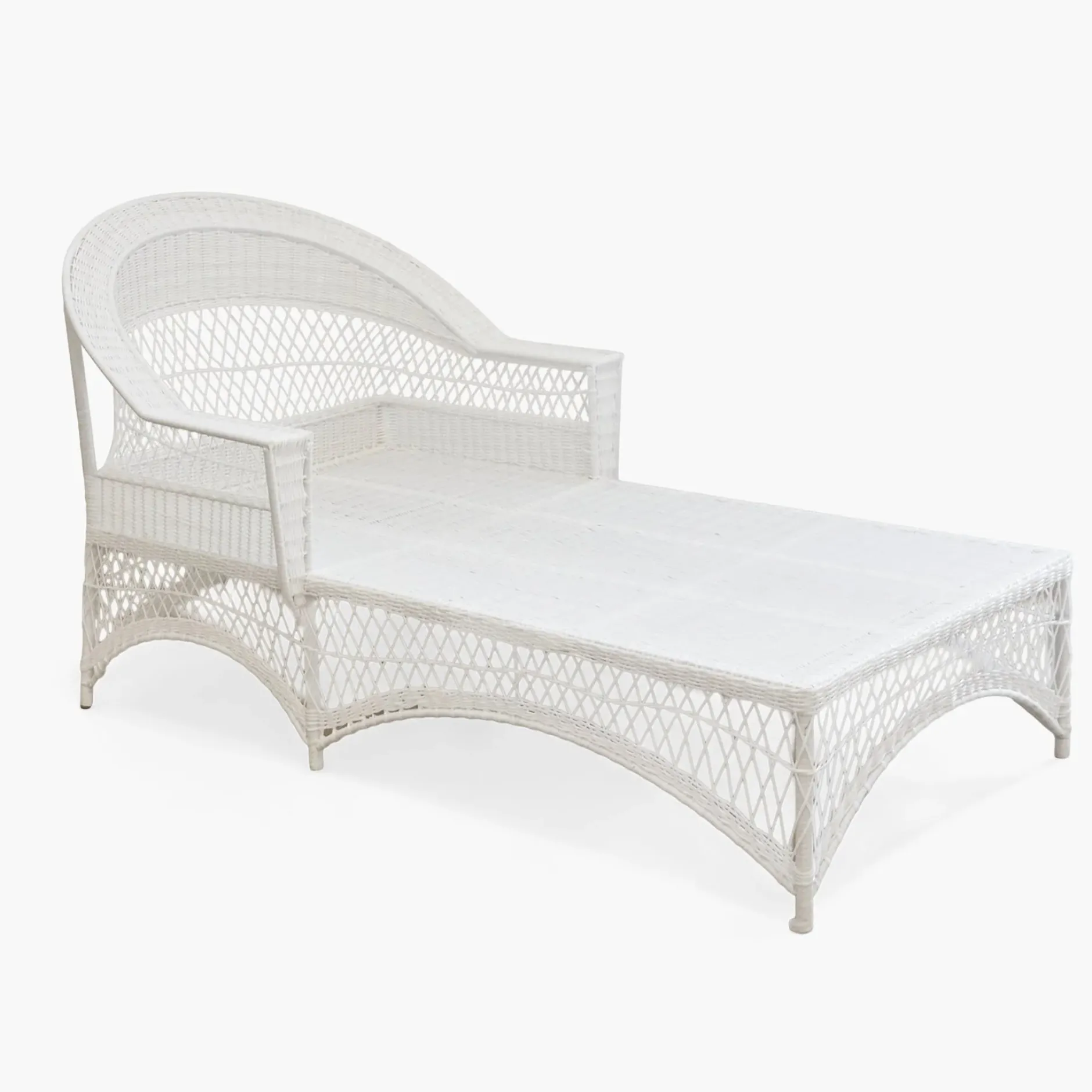 Online Mrs. Alice White Rattan Sun Lounger With Blue Ikat Cushion