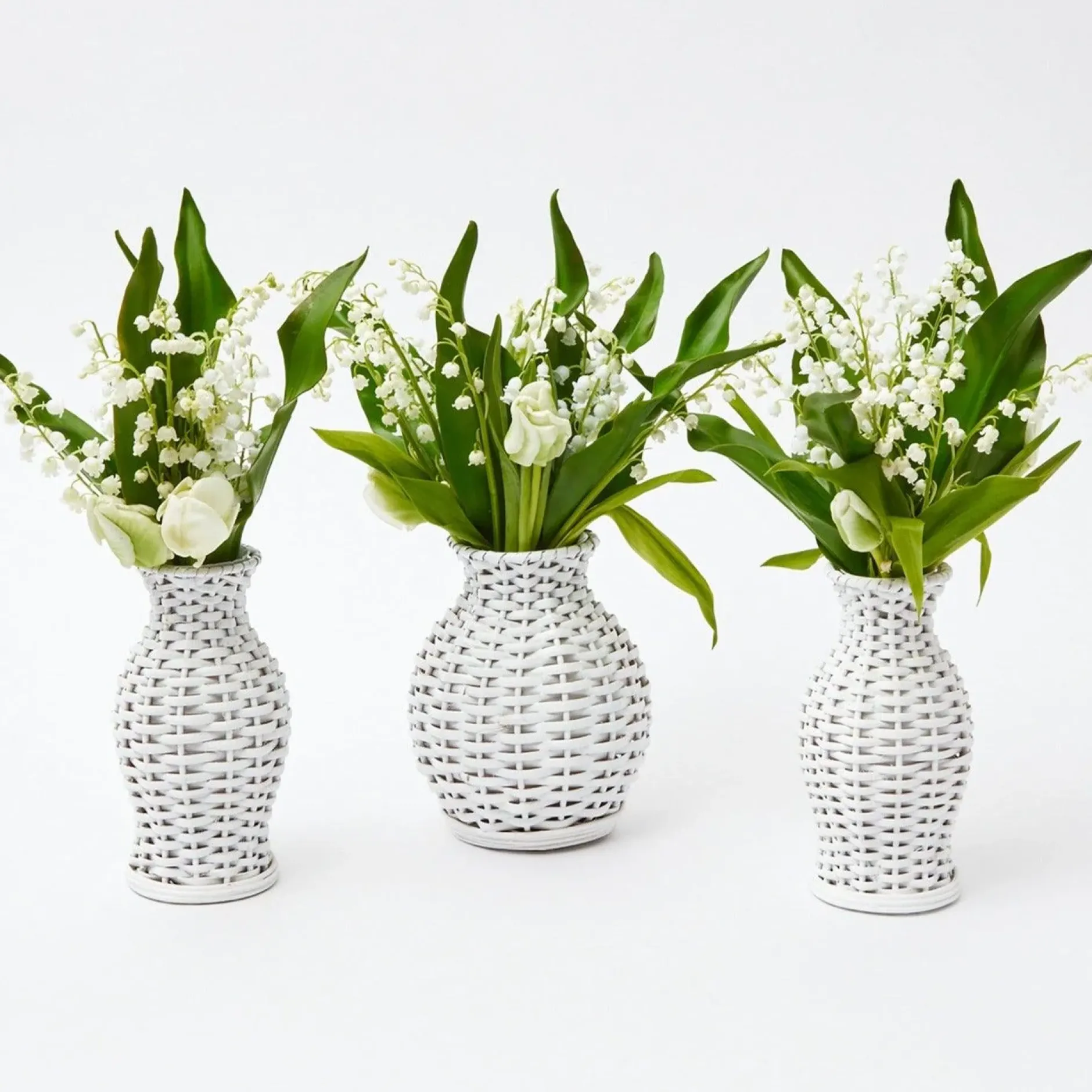 Mrs. Alice White Rattan Vase (Set Of 3)
