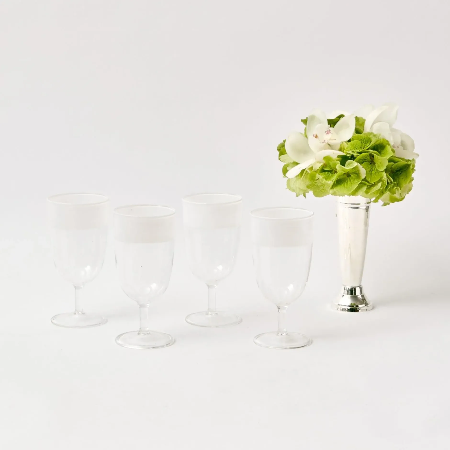 Clearance Mrs. Alice White Ribbon Water & Wine Glassware Set