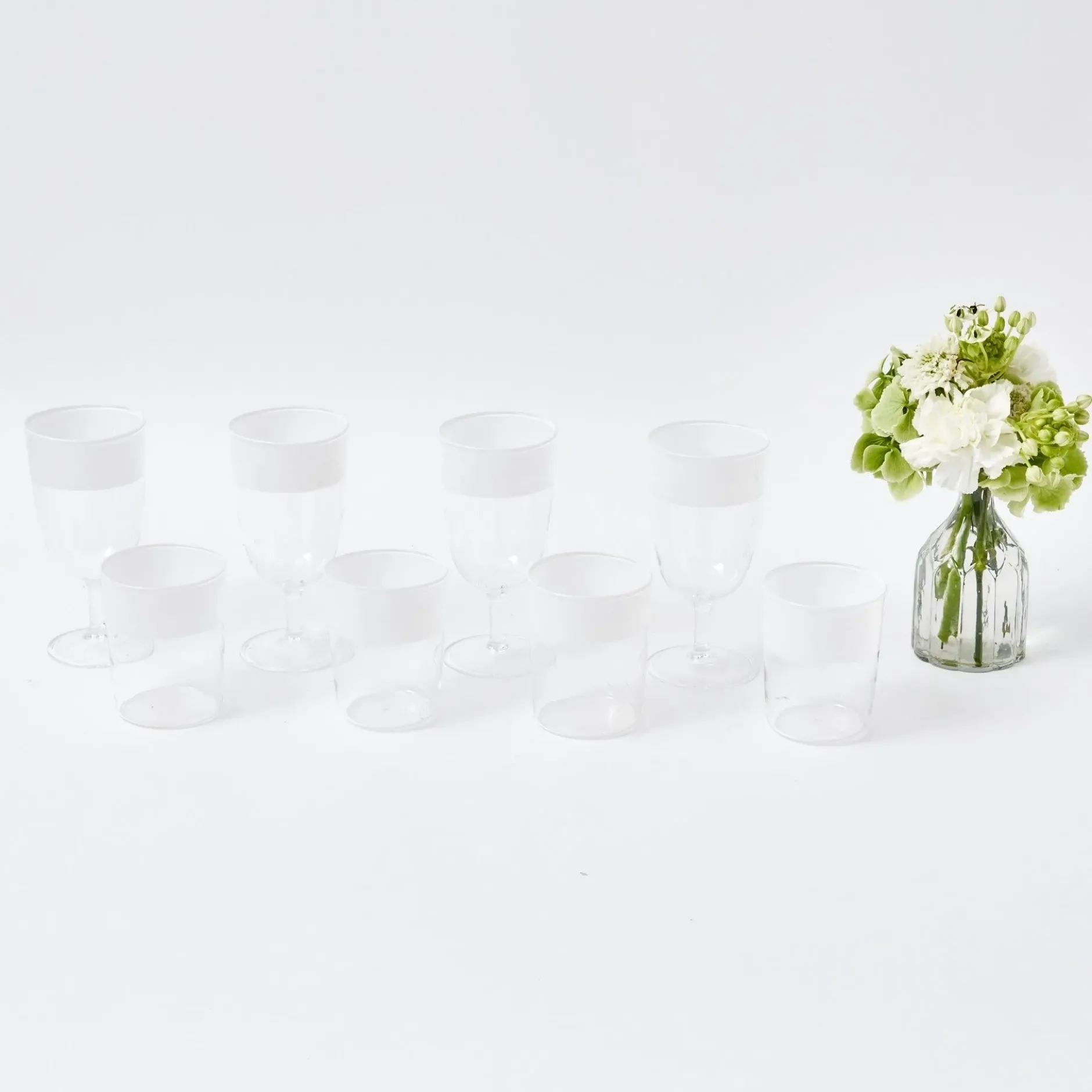 New Mrs. Alice White Ribbon Water & Wine Glassware Set