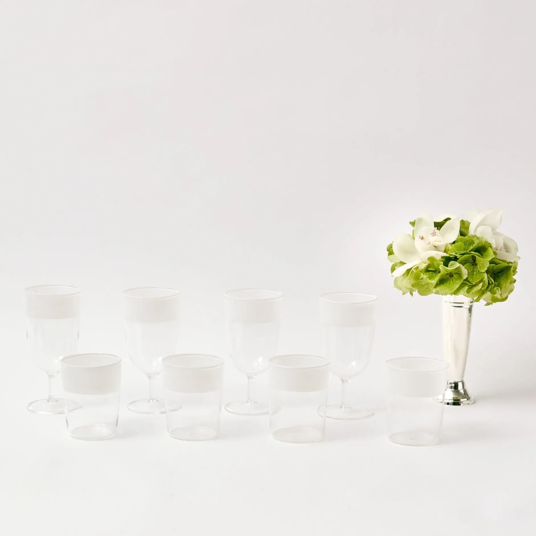 New Mrs. Alice White Ribbon Water & Wine Glassware Set