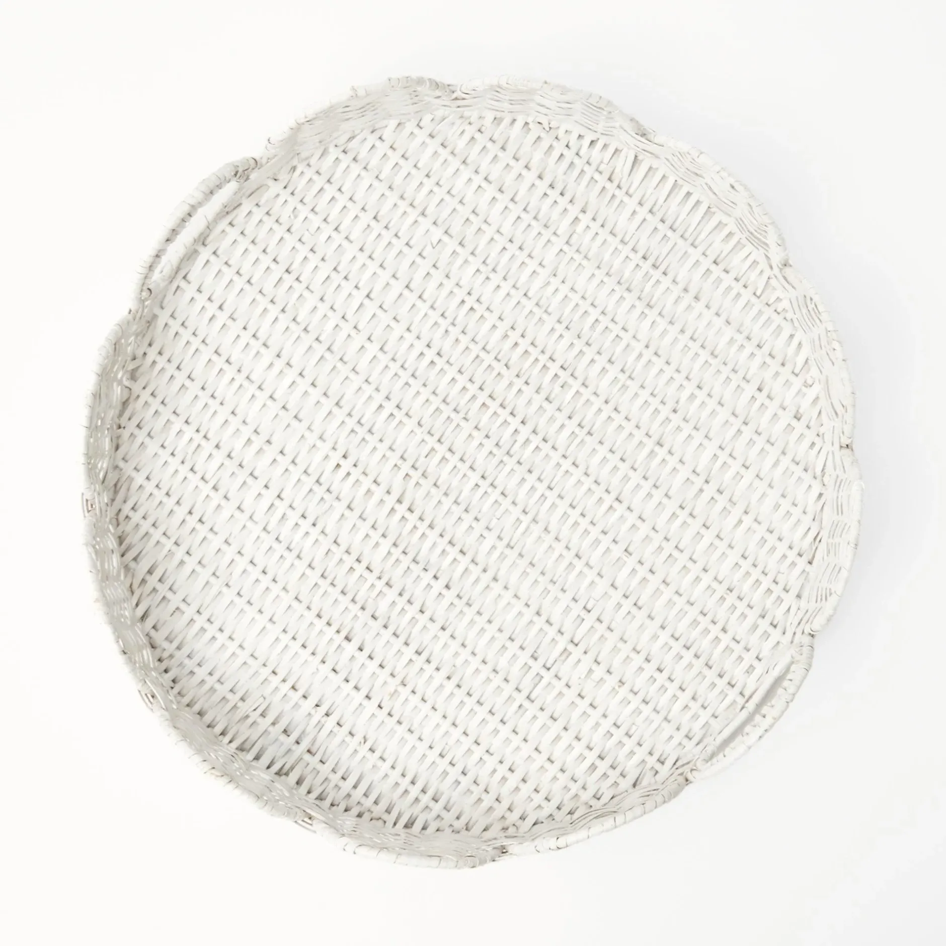 Outlet Mrs. Alice White Round Scalloped Rattan Tray