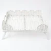 Best Mrs. Alice White Scalloped Rattan Breakfast Tray