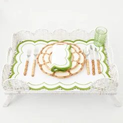Best Mrs. Alice White Scalloped Rattan Breakfast Tray