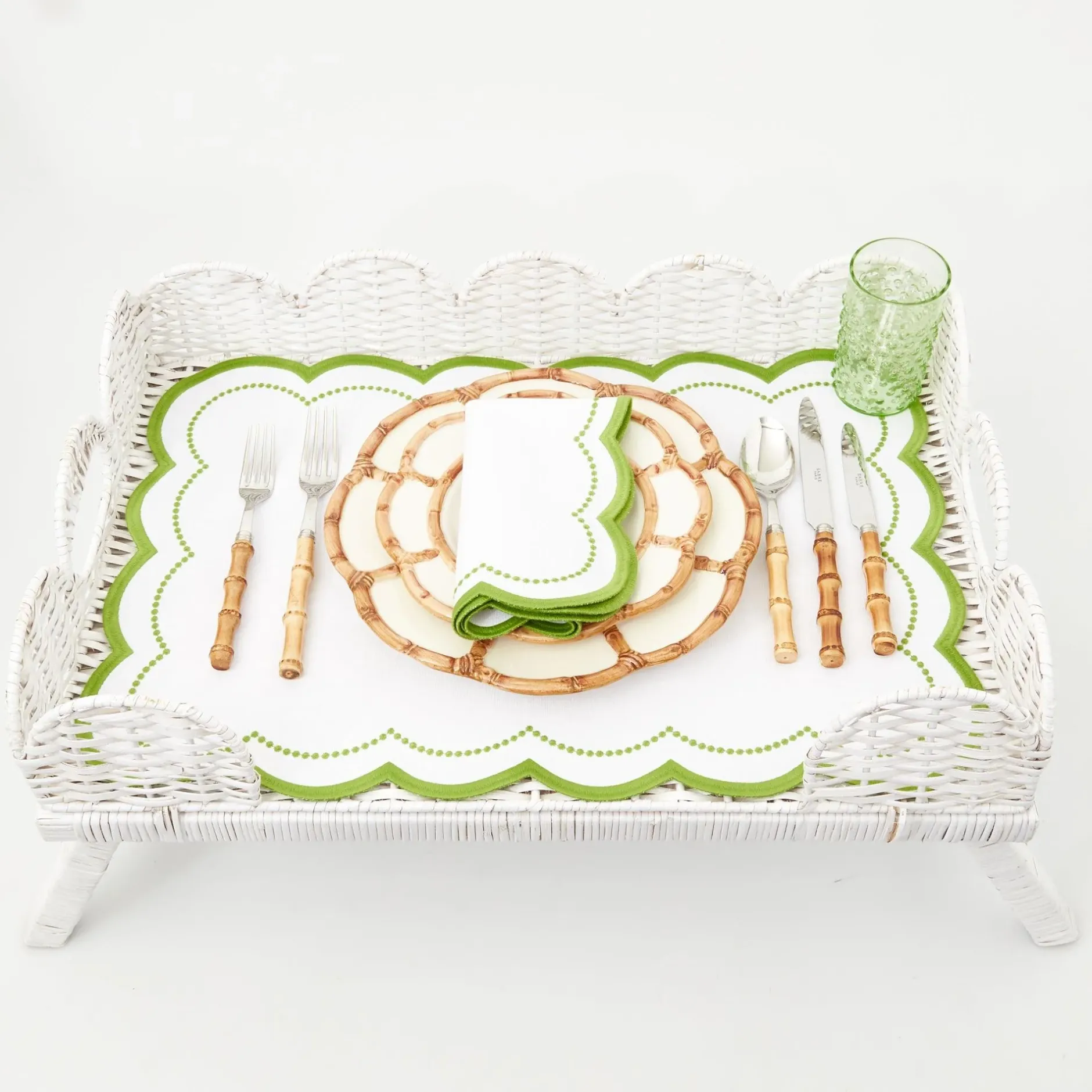 Best Mrs. Alice White Scalloped Rattan Breakfast Tray