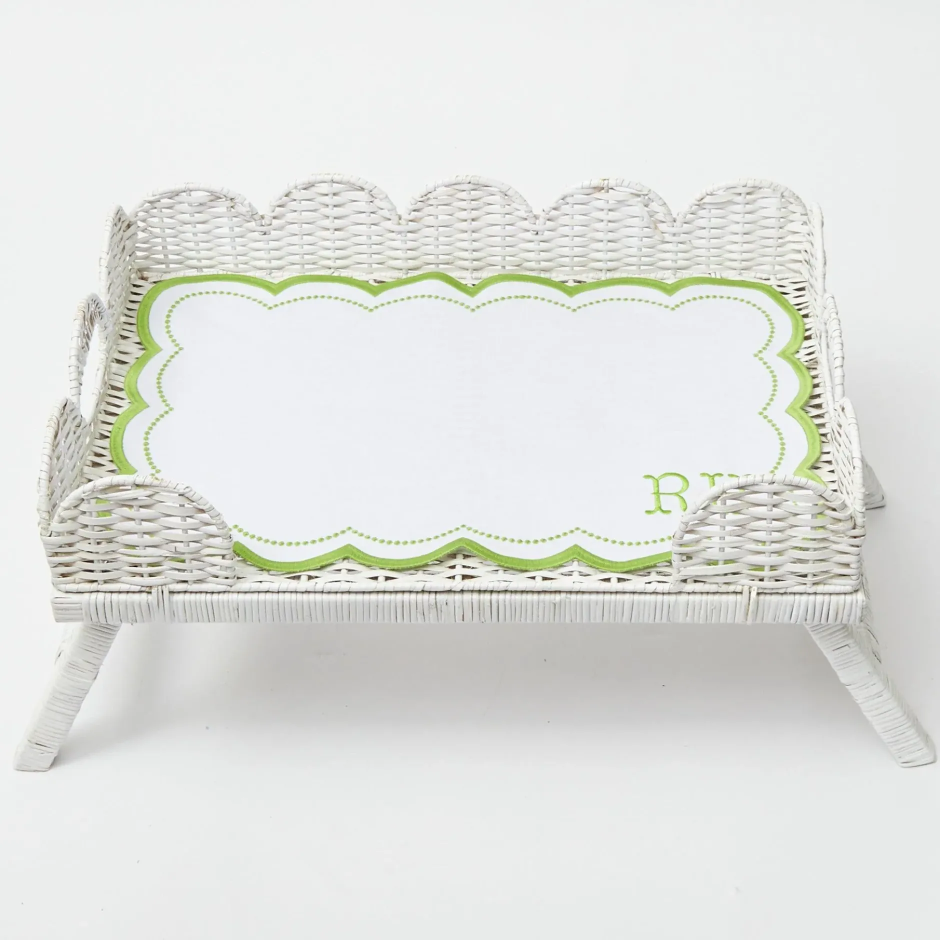 Best Mrs. Alice White Scalloped Rattan Breakfast Tray