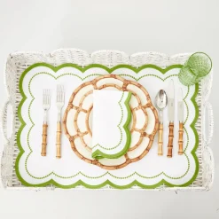 Best Mrs. Alice White Scalloped Rattan Breakfast Tray
