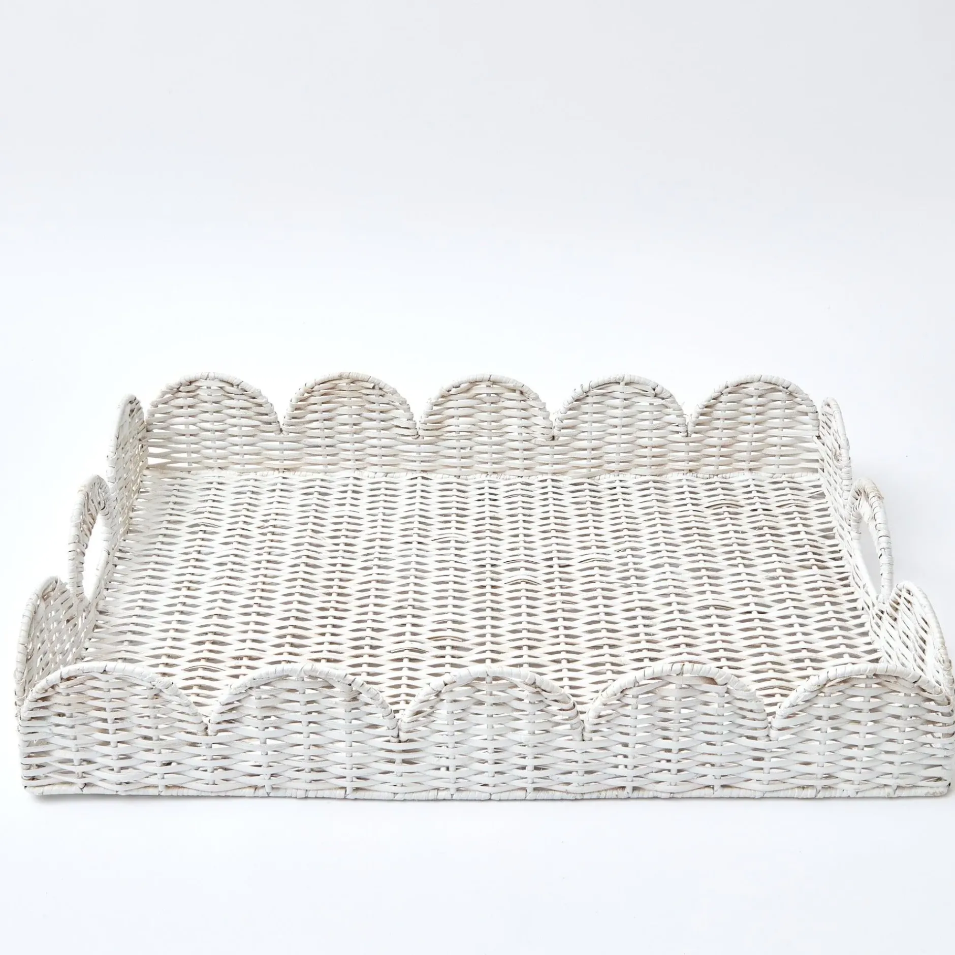 Mrs. Alice White Scalloped Rattan Tray