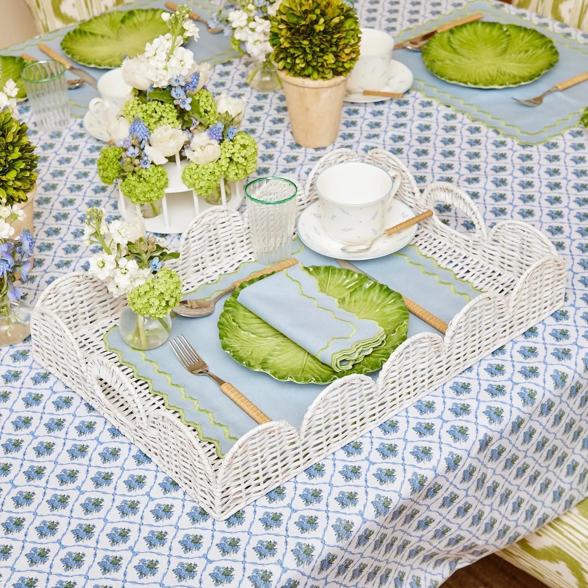 Mrs. Alice White Scalloped Rattan Tray