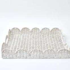 Best Mrs. Alice White Scalloped Rattan Tray