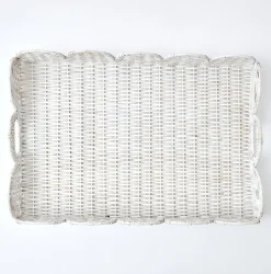Best Mrs. Alice White Scalloped Rattan Tray