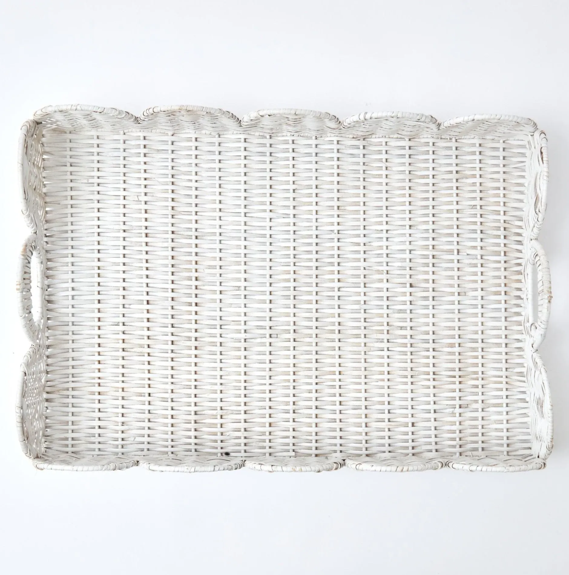 Best Mrs. Alice White Scalloped Rattan Tray