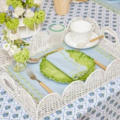 Best Mrs. Alice White Scalloped Rattan Tray